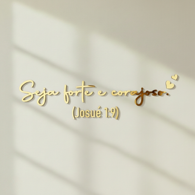 Letreiro Decorativo Acrílico Luxo - Seja Forte e Corajoso Dourado/Rose/Prata/Preto Para Espelho Sala